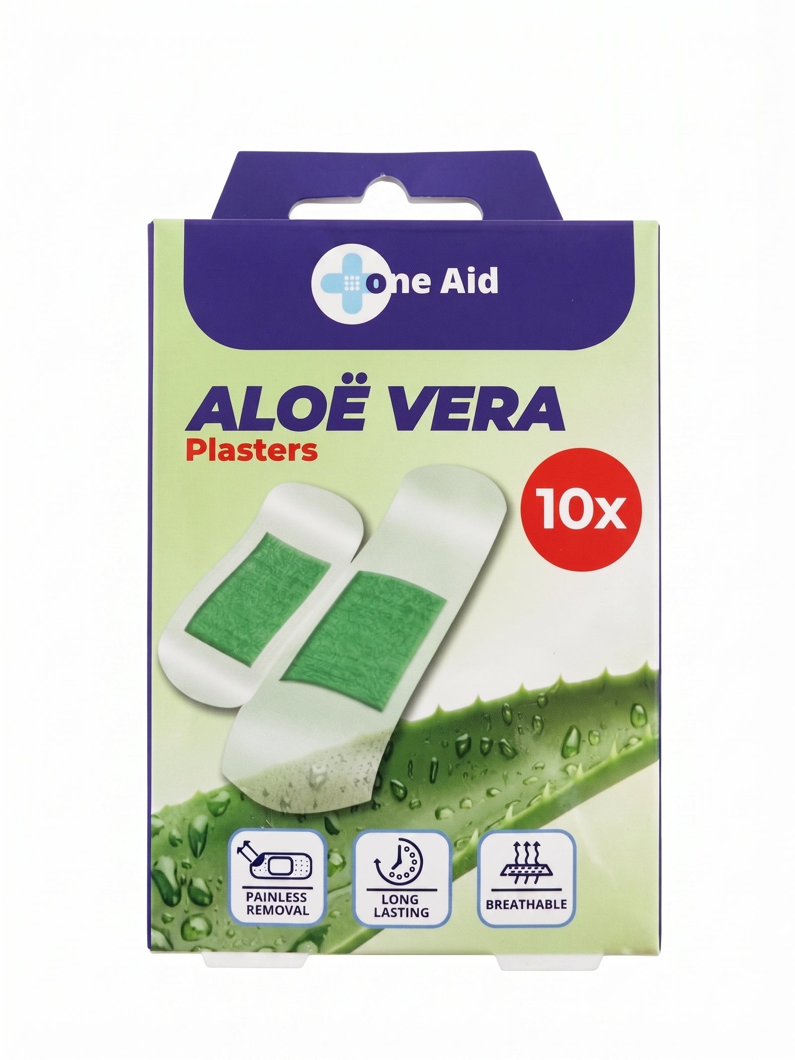 Plasturi cu extract de Aloe Vera One Aid – 10 bucati, indepartare fara dureri, respirabili