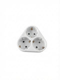 Adaptor triplu priza electrica in forma de triunghi Benson Electric – 3 Schuko, max 3.500 W, alb