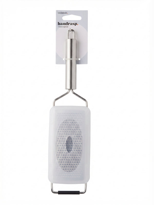Razatoare manuala de mana Blokker, inox, cu capac de protectie si maner ergonomic, razatoare pentru branzeturi, legume si citrice