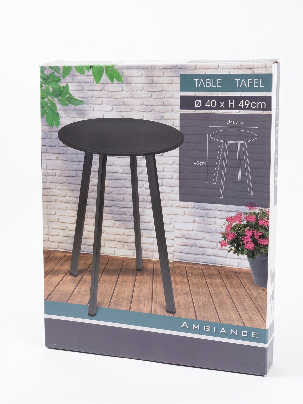 Masuta cafea rotunda din metal ambiance, 40 x 49 cm, stil minimalist, gri antracit