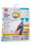 Husa masa de calcat cu pasla si elastic magic ironing cover, 130 x 48 cm, bumbac 100%, imprimeu geometric turcoaz galben