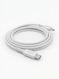 Cablu date si incarcare QVULT USB-C la USB-C, 10W (5.0V-2.0A), lungime 2.5m, impletitura textila din nailon, transfer de date 480Mbps, alb