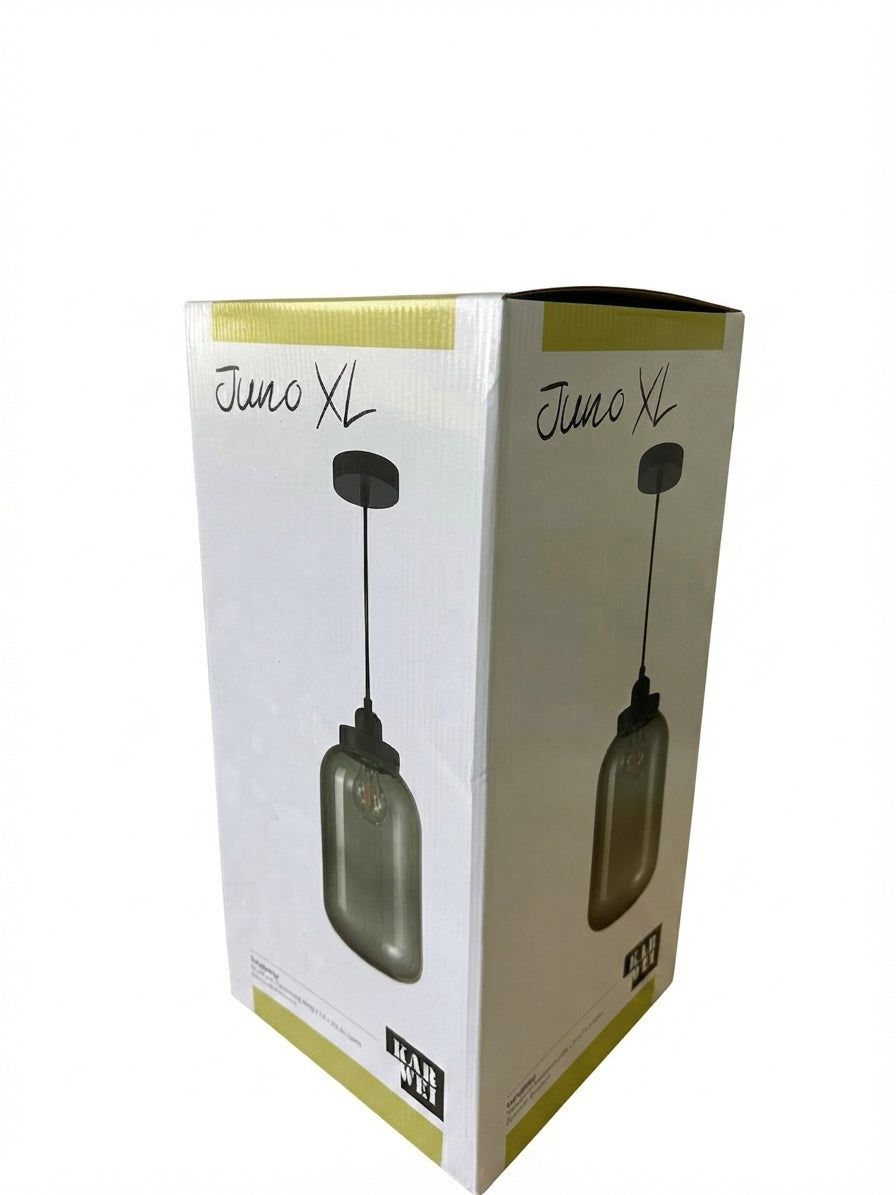 Lustra suspendata moderna Karwei Juno XL – abajur din sticla fumurie (rookglas), design elegant pentru interior