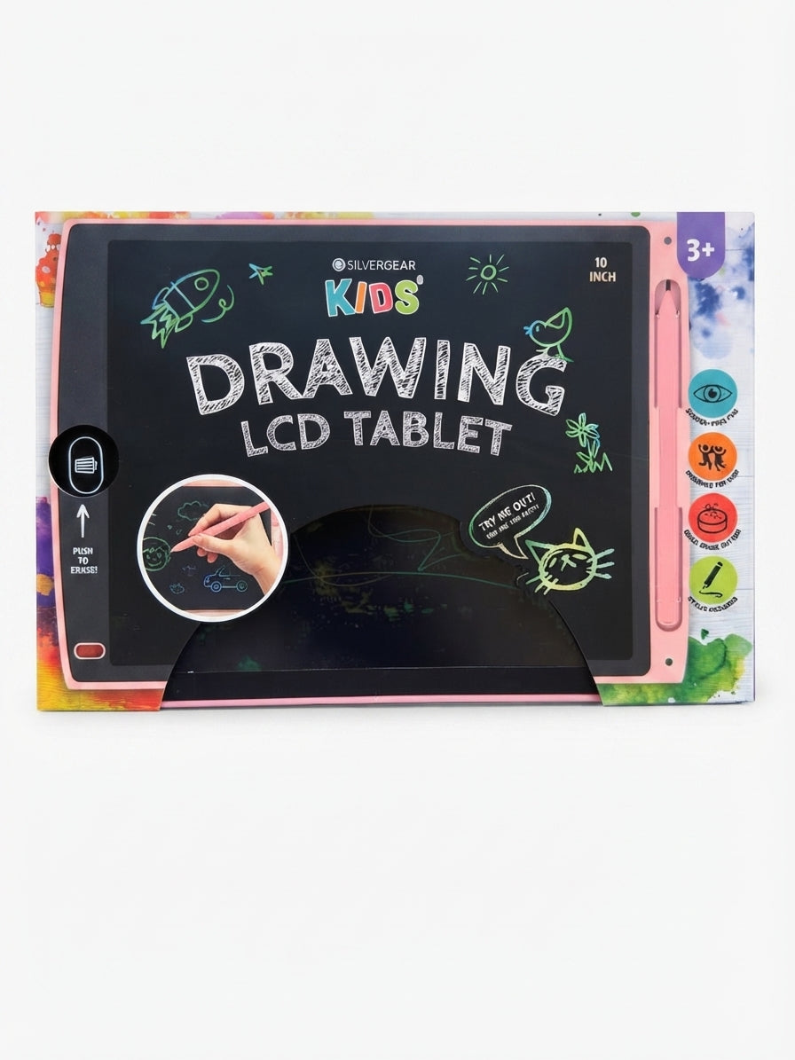 Tableta de scris si desenat LCD pentru copii Silvergear Kids, 10 inch, cu stylus inclus, roz