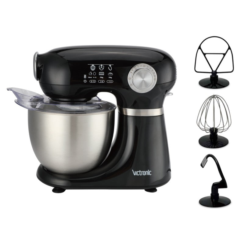 Mixer planetar cu bol din inox 5L, 1000 W, 12 trepte viteza, cu functia Pulse, Victronic