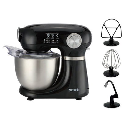 Mixer planetar cu bol din inox 5L, 1000 W, 12 trepte viteza, cu functia Pulse, Victronic