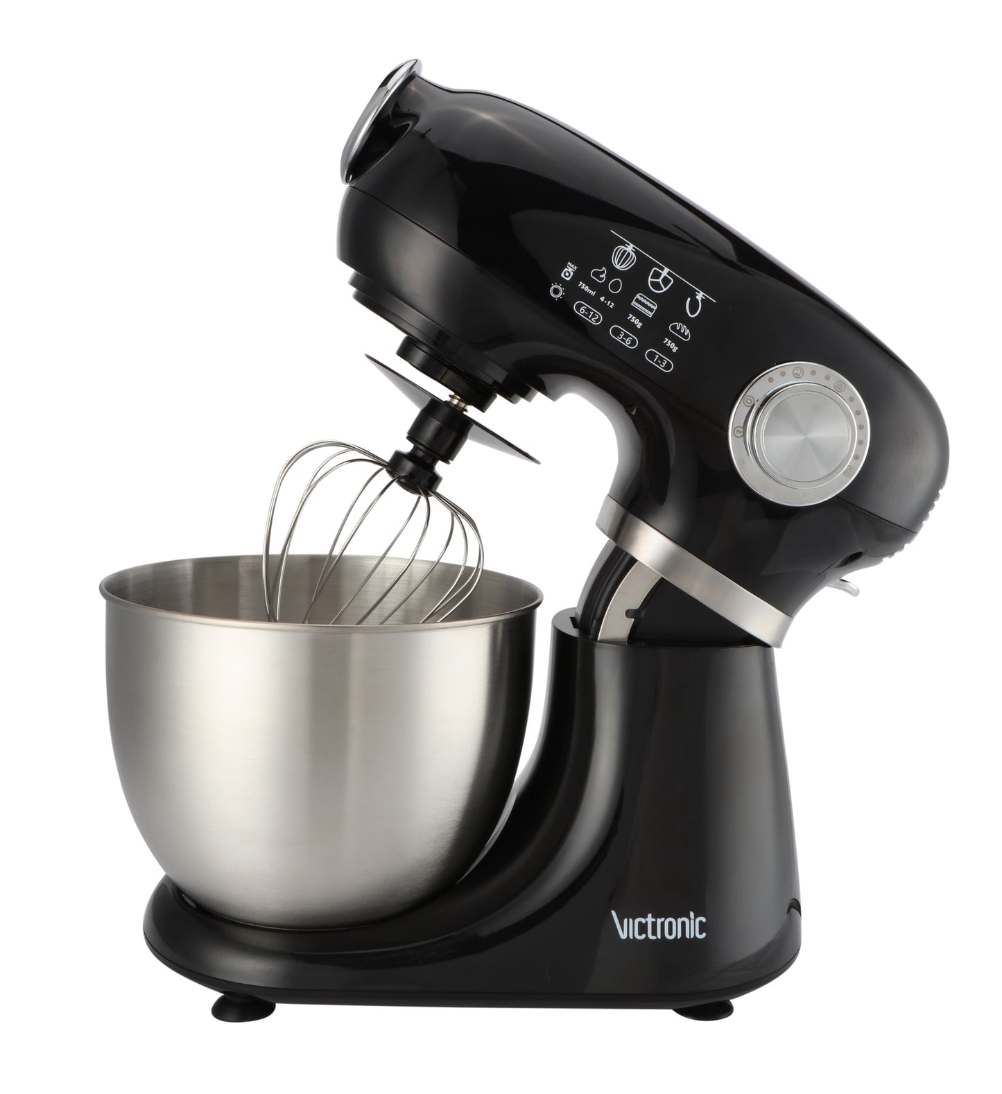 Mixer planetar cu bol din inox 5L, 1000 W, 12 trepte viteza, cu functia Pulse, Victronic