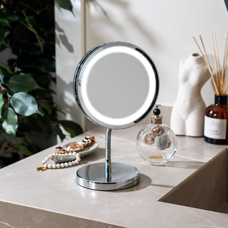 Oglinda de machiaj cu LED marire 3x, diametru 15 cm, Adler