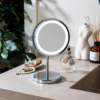 Oglinda de machiaj cu LED marire 3x, diametru 15 cm, Adler