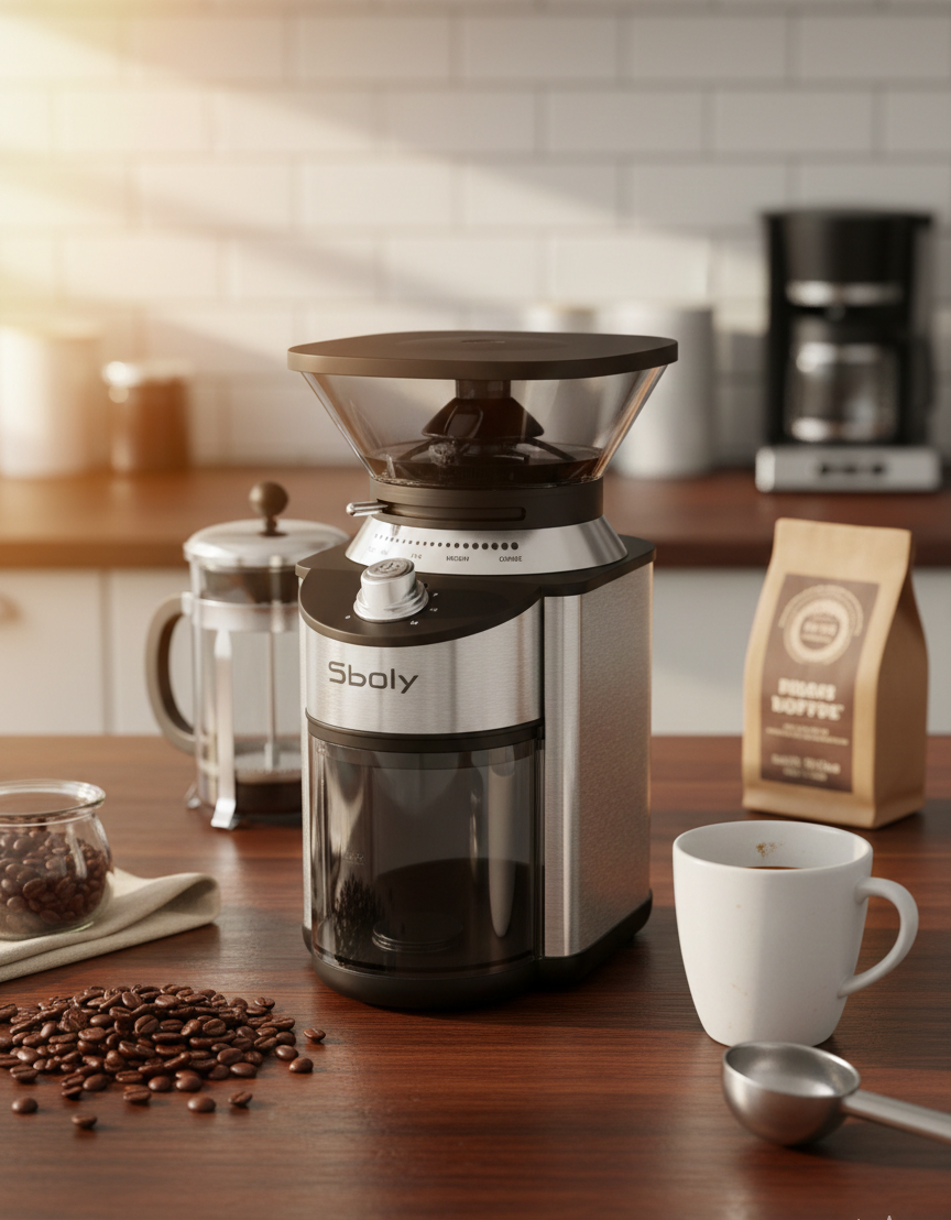 Rasnita de cafea automata Sboly, SYCG - 801D, Inox