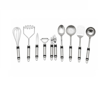 Set 9 ustensile de bucatarie din otel inoxidabil, premium, Alpina