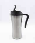 Termos cana inox Home, 500ml – cana de voiaj izotermă cu mâner și capac ergonomic, argintiu/negru