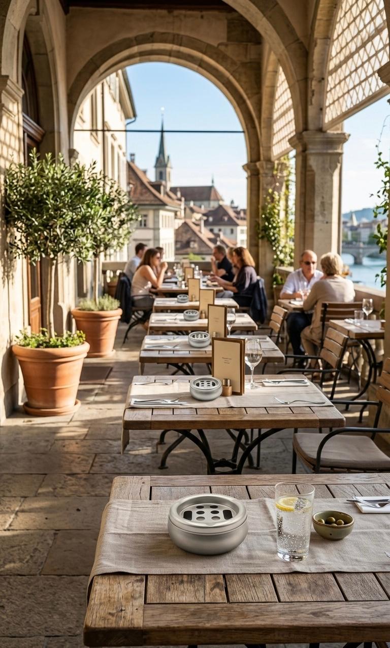 Scrumieră antivânt din inox, model rotund cu capac găurit – ideală pentru terasă, grădină și horeca