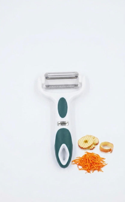 Peeler profesional 3-în-1 Alpina – curățitor rotativ din inox pentru legume și fructe