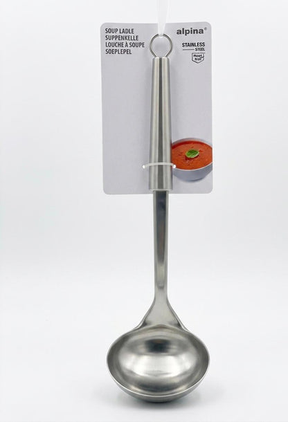 Polonic din otel inoxidabil 33 cm, maner ergonomic si agatatoare, Alpina