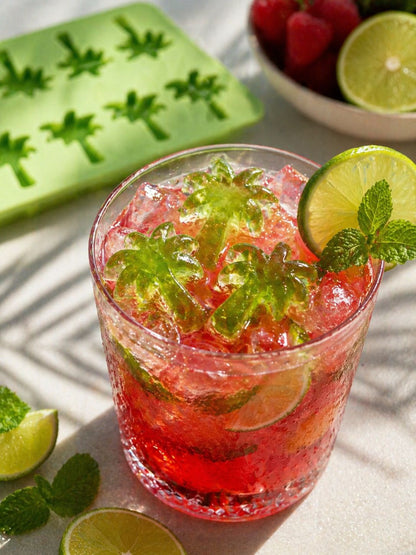Formă de gheață silicon palmieri – tavă cuburi gheață cocktail, 10 cavități, verde
