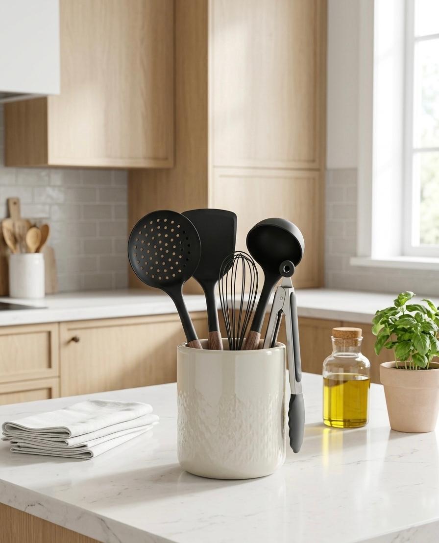 Spumieră  oțel inoxidabil și nylon 33 cm, mâner cu aspect de lemn, Alpina