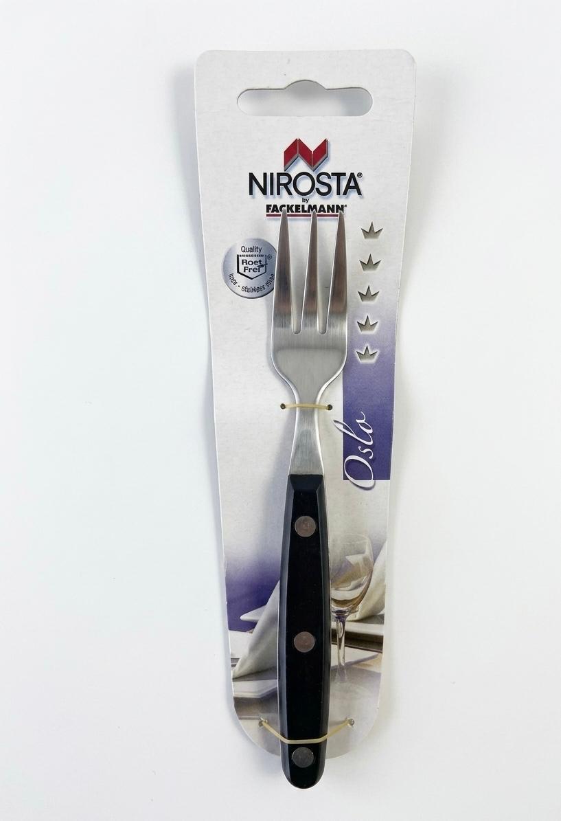 Furculita desert din otel inoxidabil, maner negru ergonomic, NIROSTA Oslo