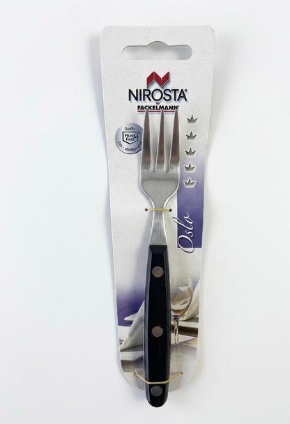 Furculita desert din otel inoxidabil, maner negru ergonomic, NIROSTA Oslo