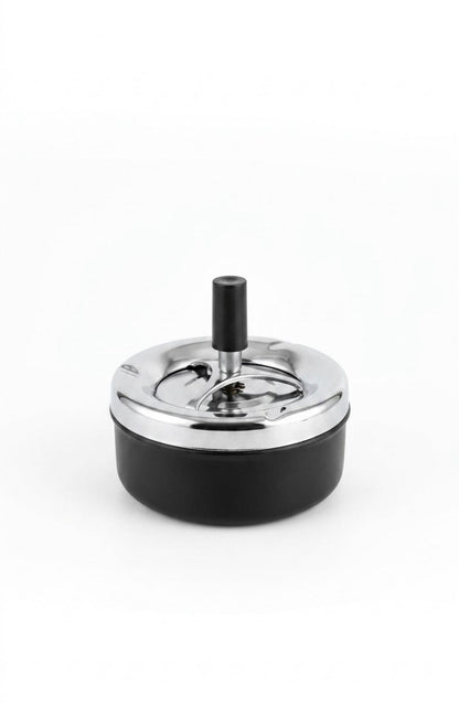 Scrumieră antivânt cu piston, metalică, neagră/argintie Blokker