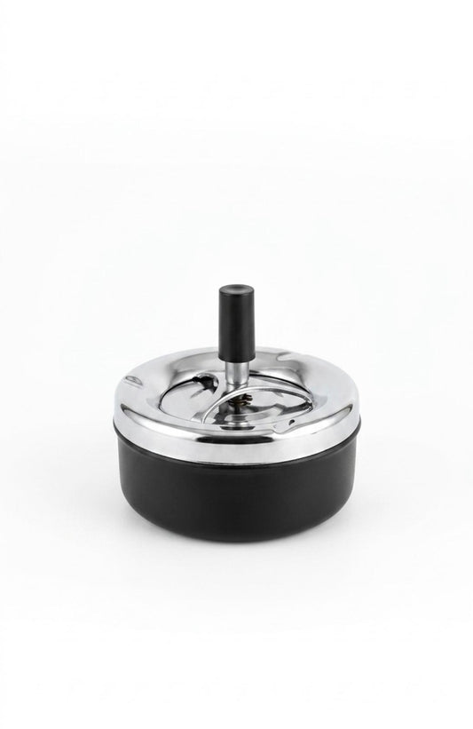 Scrumieră antivânt cu piston, metalică, neagră/argintie Blokker