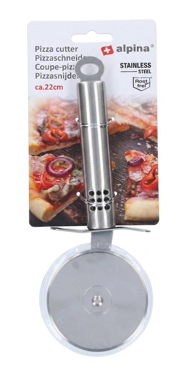 Taietor (cutit) pizza Alpina, oțel inoxidabil premium, 22 cm, mâner ergonomic cu protecție