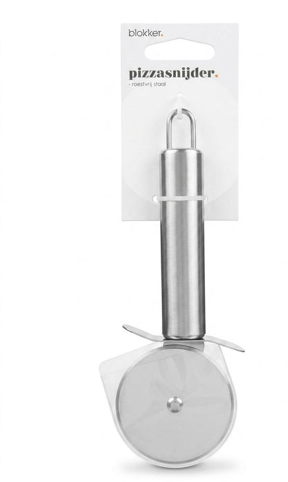 Taietor (cutit) de pizza profesional Blokker din inox – rulou pentru feliere rapida, maner ergonomic, argintiu