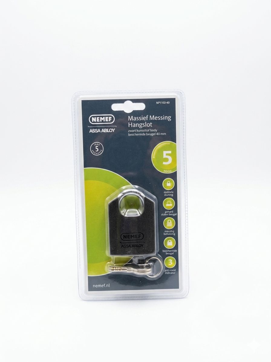 Lacat din otel ranforsat 40 mm, alama masiva Nemef Assa Abloy