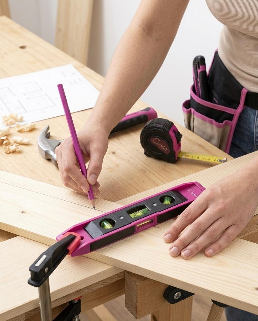 Set scule de mana "Creator" - trusa unelte 5 piese pentru bricolaj si uz casnic, roz/negru