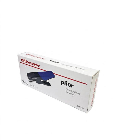 Capsator tip cleste Office Depot, capacitate 15 coli, capse Nr. 10, design ergonomic negru/albastru