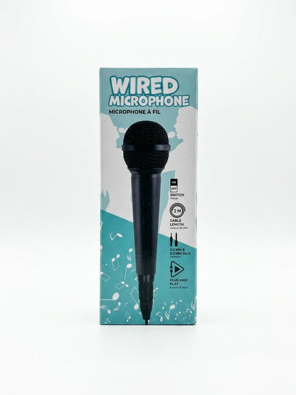 Microfon cu fir, conector Jack 3.5mm și 6.3mm, lungime cablu 2m, functie plug and play, negru