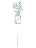 Decoratiune metalica de gradina, tip infipt in pamant, model fluture / flori in vaza, rezistenta la intemperii