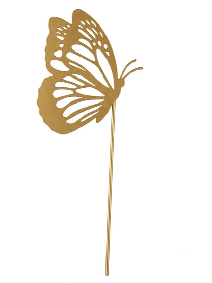 Decoratiune metalica de gradina, tip infipt in pamant, model fluture / flori in vaza, rezistenta la intemperii
