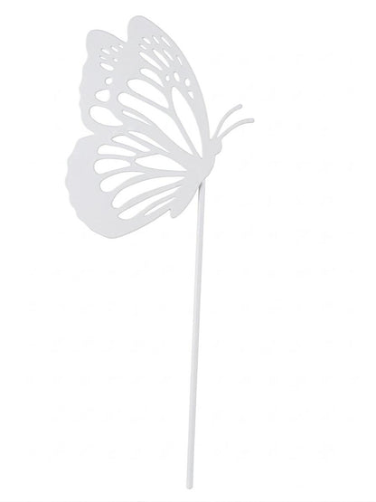 Decoratiune metalica de gradina, tip infipt in pamant, model fluture / flori in vaza, rezistenta la intemperii
