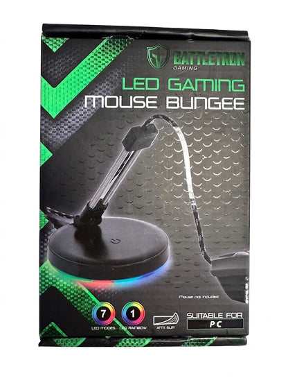 Suport cablu mouse gaming (mouse bungee) battletron, iluminare RGB LED, 7 moduri lumina, anti-alunecare, negru