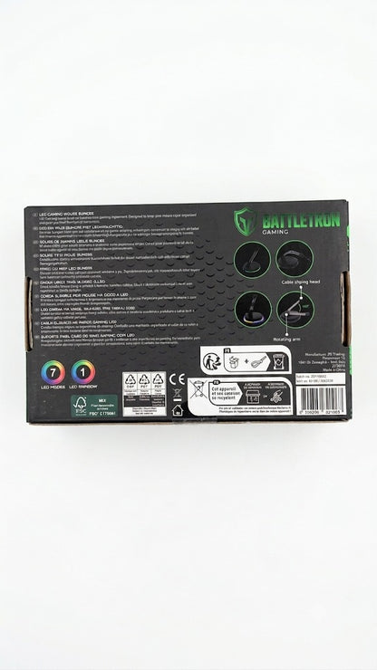 Suport cablu mouse gaming (mouse bungee) battletron, iluminare RGB LED, 7 moduri lumina, anti-alunecare, negru