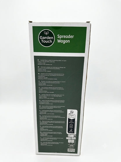 Dispozitiv manual pentru imprastiat gazon, ingrasamant si sare Garden Touch, 4.4 litri, cu roti si maner ergonomic