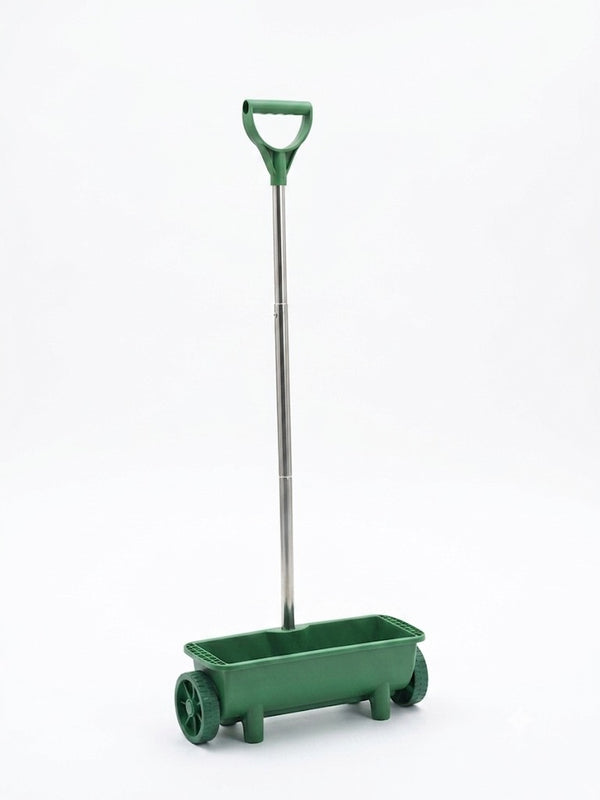 Dispozitiv manual pentru imprastiat gazon, ingrasamant si sare Garden Touch, 4.4 litri, cu roti si maner ergonomic