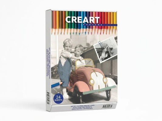 Set de colorat pentru copii și adulți CREART posters – 24 planse vintage pre-tiparite pentru creativitate