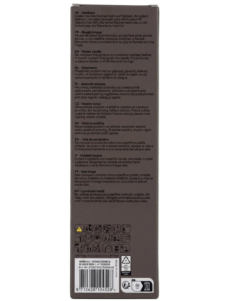 Set 3 lumanari decorative pentru cina, 22 cm – albe și cafenii, timp de ardere 6 ore