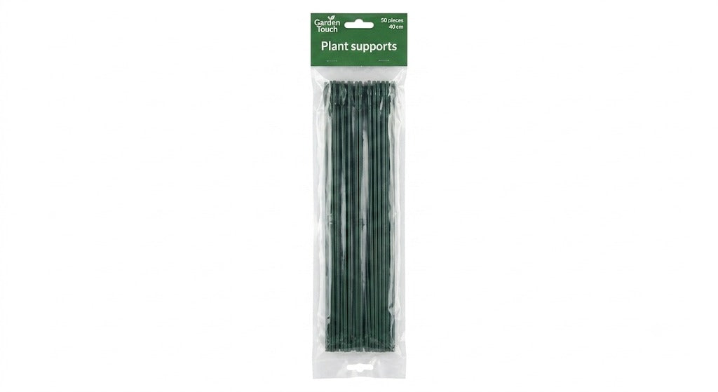 Set 50 suporturi pentru plante din metal plastificat, verzi, inaltime 40 cm – araci gradina si flori