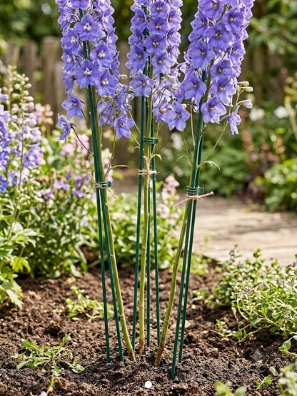 Set 50 suporturi pentru plante din metal plastificat, verzi, inaltime 40 cm – araci gradina si flori