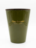 Lumanare parfumata Clove Serenade in suport ceramic verde cu capac din lemn, 65 ore ardere, 950g