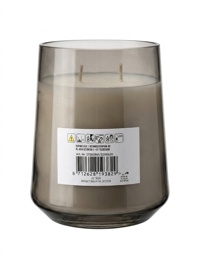 Lumanare parfumata mare in pahar de sticla „breathe” mood fragrance, 2 fitiluri, bergamota si cimbru, 600g