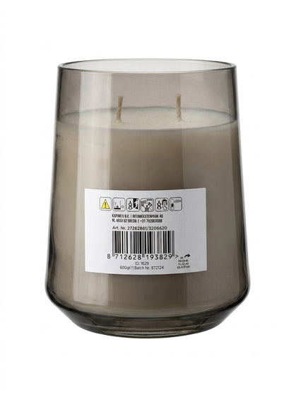 Lumanare parfumata mare in pahar de sticla „breathe” mood fragrance, 2 fitiluri, bergamota si cimbru, 600g