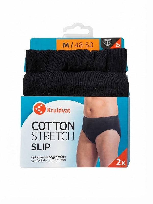 Set 2 chiloti barbati Kruidvat tip slip, din bumbac si elastan, negru