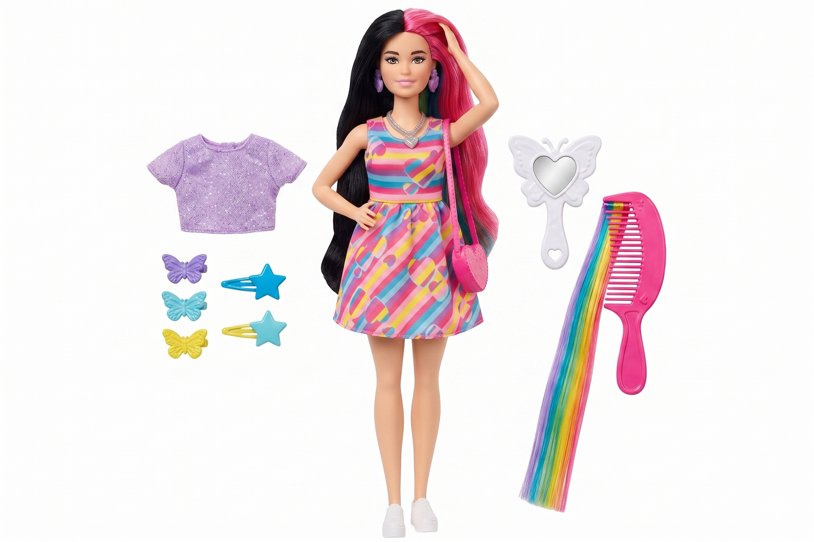 Papusa Barbie bruneta Totally Hair, Mattel