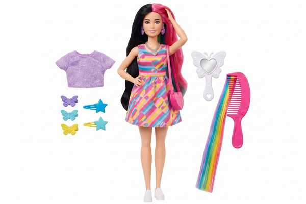 Papusa Barbie bruneta Totally Hair, Mattel