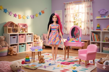 Papusa Barbie bruneta Totally Hair, Mattel