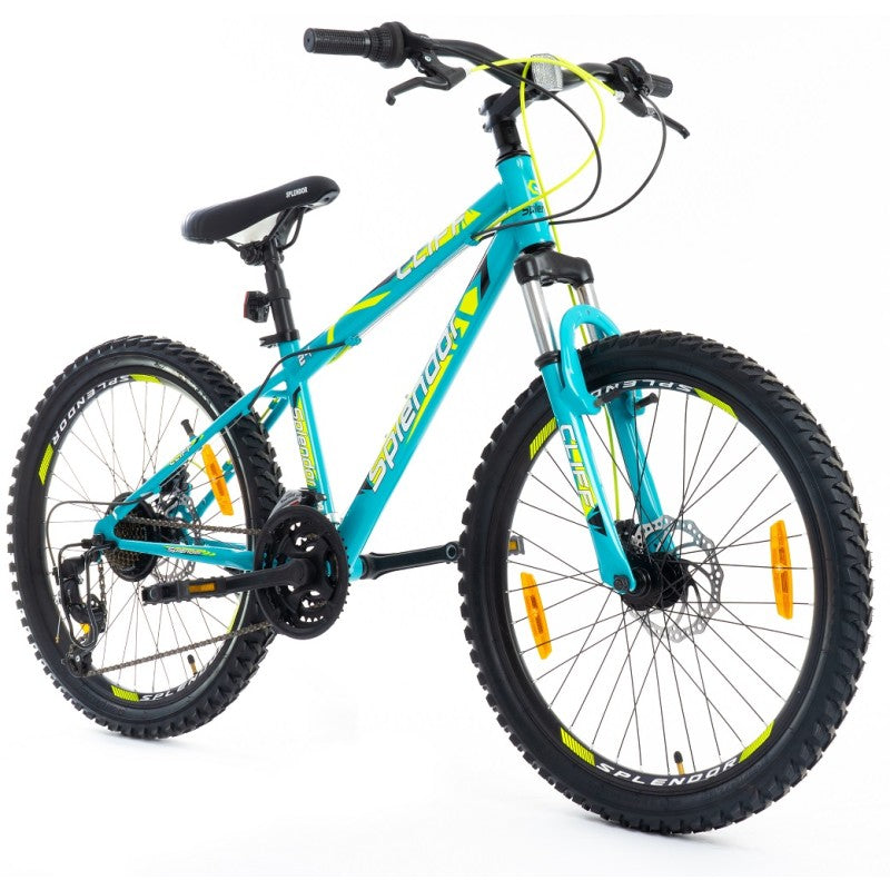 Bicicleta cu roti de 24", pentru copii cu varsta intre 9 - 12 ani, inaltime 135 - 150 cm, suspensie fata, 21 viteze Shimano, frane disc-fata/spate, Splendor CLIF24GB (albastru)